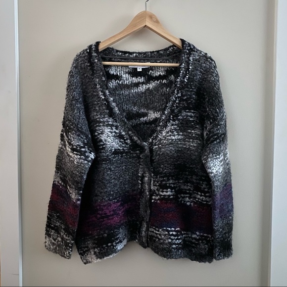 ELIZABETH AND JAMES Gray Space Dye Wool Knit Oversized Cardigan - Picture 7 of 8